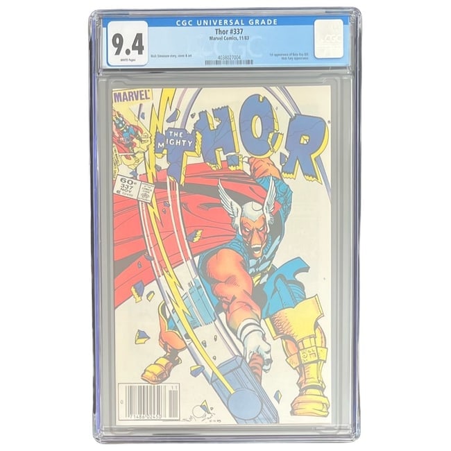 "The Mighty Thor" #337 (Marvel Comics, 1983) [Graded 9.4]: "The Mighty Thor" #337 (Marvel Comics, 1983) [Graded 9.4] A massive Marvel key issue preserved in a high grade of 9.4. This pivotal issue marks the beginning of Walt Simonson's historic run and