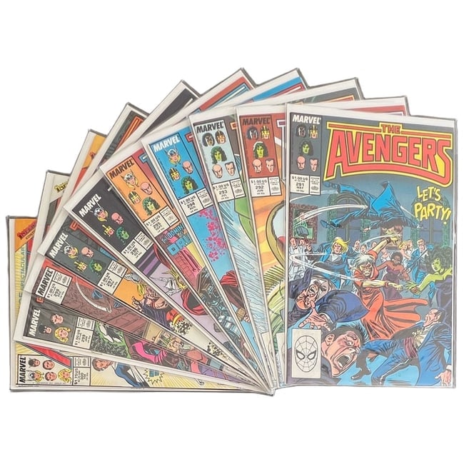 "The Avengers" #291-300 Lot (Marvel Comics) [Raw Ungraded]: "The Avengers" #291-300 Lot (Marvel Comics) [Raw Ungraded] This continuous ten-issue run closes out the 1980s with heavy cosmic and supernatural action. The block notably features tie-in issues to