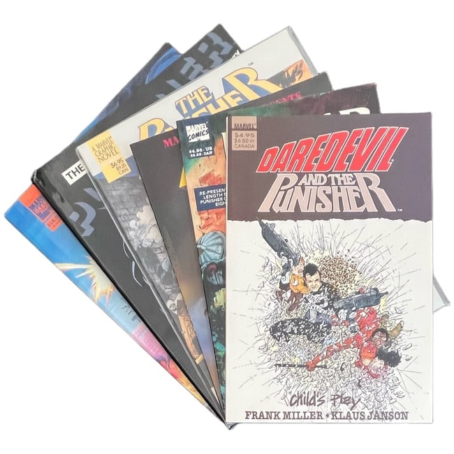 "The Punisher" Graphic Novels & Trade Paperbacks Lot of 6 (Marvel / Epic Comics) [Raw Ungraded]: "The Punisher" Graphic Novels & Trade Paperbacks Lot of 6 (Marvel / Epic Comics) [Raw Ungraded] This six-book lot features a collection of classic late-1980s The Punisher</