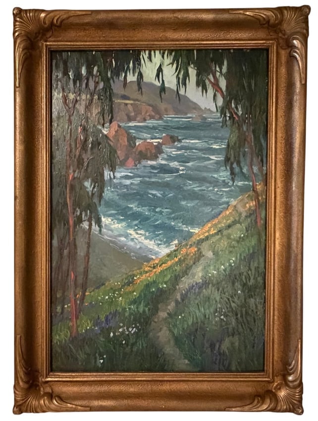 William Dorsey: "Coastal Mists" Atmospheric Pacific Landscape Oil on Board (1 of 4)