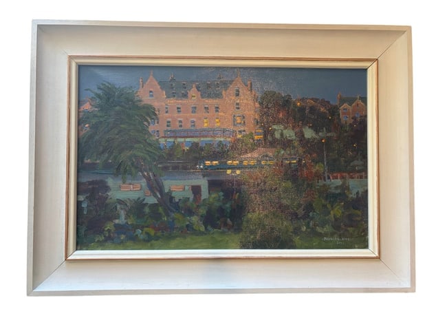 Douglas Hill: "The Evening Train past Porthminster Hotel" Oil on Canvas (1 of 4)