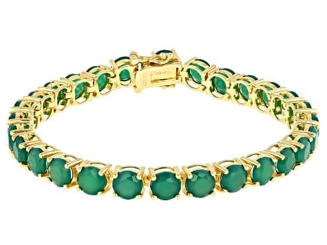 Artisanal Green Onyx Link Bracelet in 18K Yellow Gold and Sterling Silver (1 of 4)