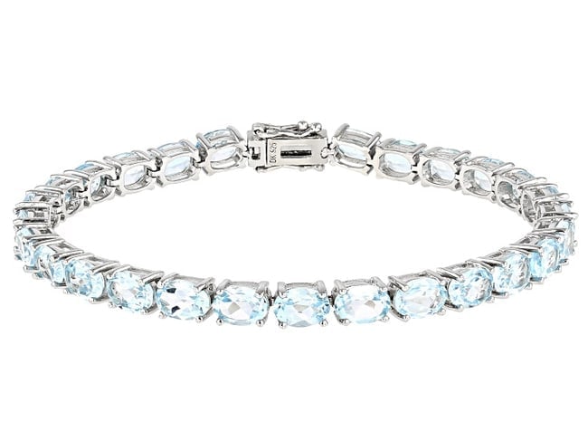 Impressive 19.40ctw Blue Topaz Line Bracelet in Polished Sterling Silver (1 of 4)