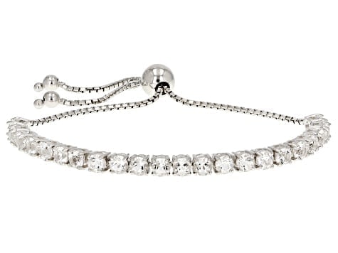 4.05ctw White Crystal Quartz Adjustable Bolo Bracelet in Rhodium-Plated Sterling Silver: 6.05ctw White Crystal Quartz Bolo Bracelet 6.05ctw clear white crystal quartz with an adjustable bolo clasp. Ships from Newport Beach, CA. Previous