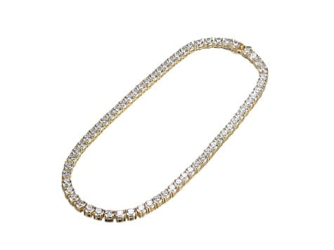 Classic Cubic Zirconia Tennis Necklace in 14K Gold-Plated Sterling Silver: 6mm Clear Cubic Zirconia Tennis Necklace Classic 14K gold-plated tennis necklace with 6mm clear cubic zirconia. Metal: 14K Gold over .925 Silver Pr