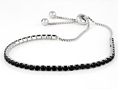 3.25ctw Black Spinel Bolo Bracelet in Rhodium-Plated Sterling Silver (1 of 2)