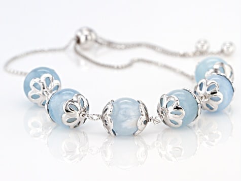 Dreamy Blue Aquamarine Bolo Bracelet in Rhodium-Plated Sterling Silver: Dreamy Blue Aquamarine Bolo Bracelet Beautiful, dreamy blue aquamarine securely set in polished rhodium-plated sterling silver. Ships from Newport Beach, CA.