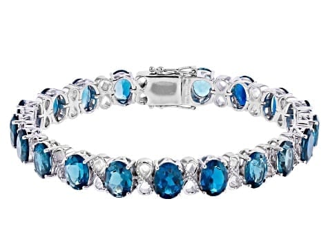 Impressive 25.84ctw Blue Topaz Bracelet in Rhodium-Plated Sterling Silver (1 of 3)