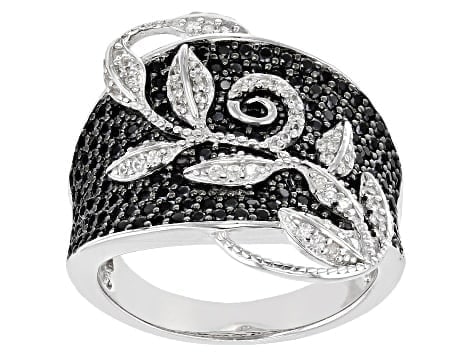 1.80ctw Black Spinel Ring in Rhodium-Plated Sterling Silver (1 of 4)