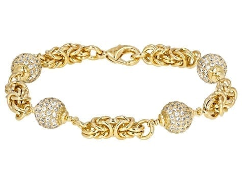 Cubic Zirconia Two-Tone Bracelet in 18K Gold & Sterling Silver: Cubic Zirconia Two-Tone Bracelet Sparkling cubic zirconia set in a versatile two-tone design of 18K gold plating and sterling silver. Ships from Newport Beach, CA.