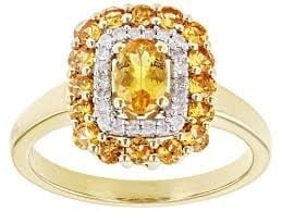 1.19ctw Orange Mandarin Garnet Ring in 18K Yellow Gold over Silver: 1.19ctw Mandarin Garnet Ring Fiery 1.19ctw orange mandarin garnet radiating brilliant color from within an 18K yellow gold over sterling silver setting. Ships from Newport Beach, CA. Previous Lot: 555