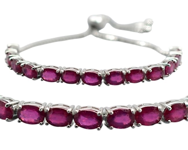 Adjustable Ruby Bolo Bracelet in .925 Sterling Silver - 2