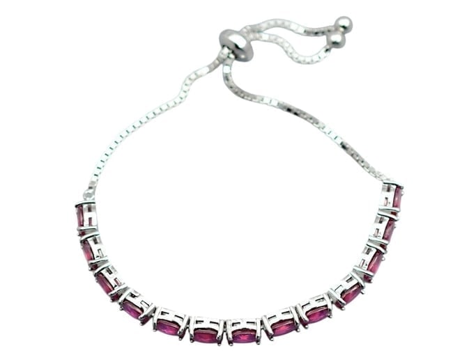 Adjustable Ruby Bolo Bracelet in .925 Sterling Silver - 3