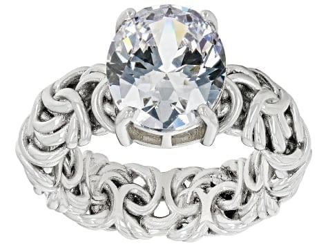5.27ctw White Cubic Zirconia Byzantine Ring in Rhodium-Plated Silver (1 of 4)