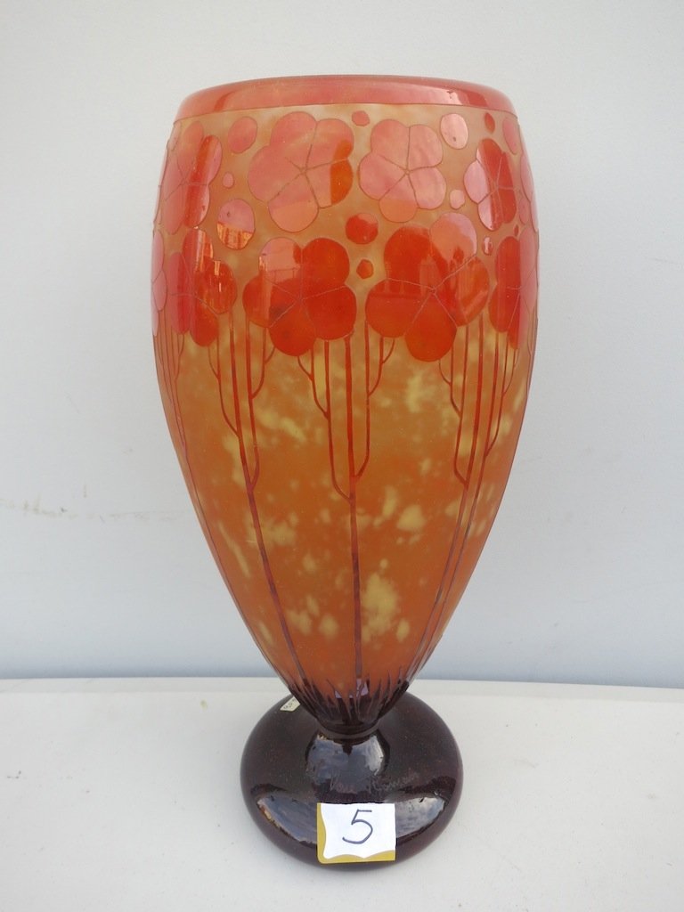 Rare La Verre Francais French  Vase Art Deco Glass 1920 (1 of 3)