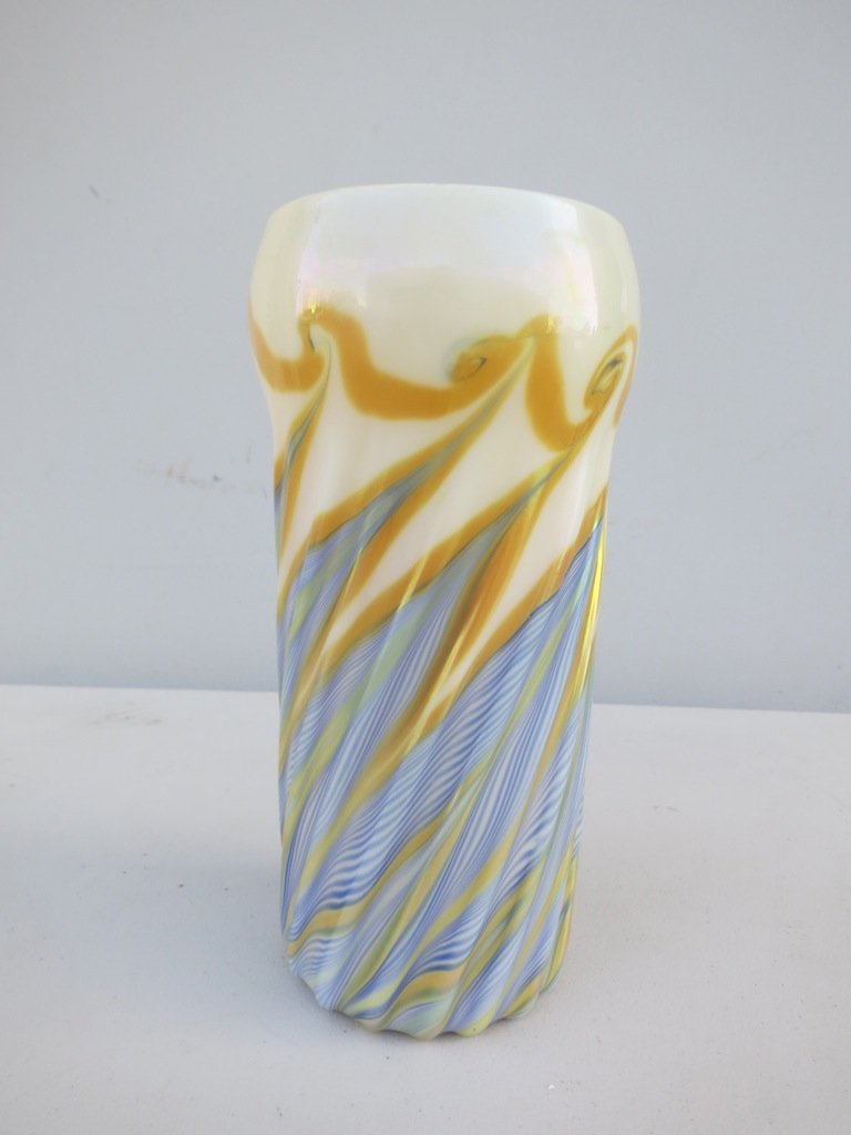 Lundenberg Studios Vase Blue ,White , Gold (1 of 2)