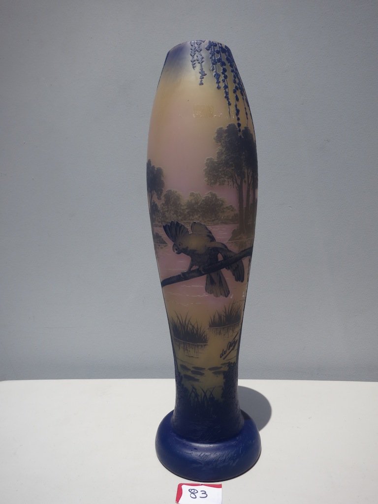 RARE Le Gras Large Signed Cameo Vase 17 3/4\\\" Tall (1 of 4)