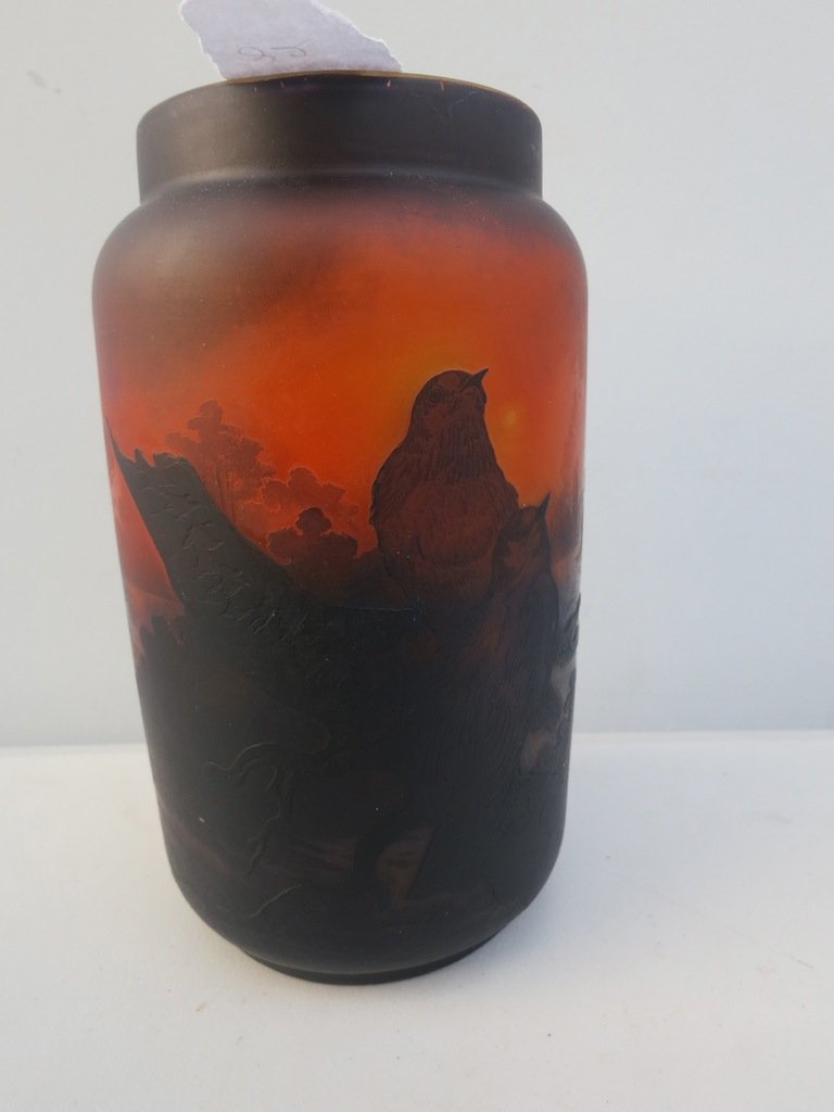 Muller Fres Luneville Vase ,Scenic Birds (1 of 3)