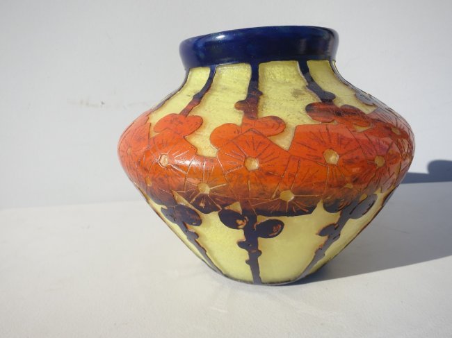 Signed Le Verre Francais Vase 7" (1 of 3)