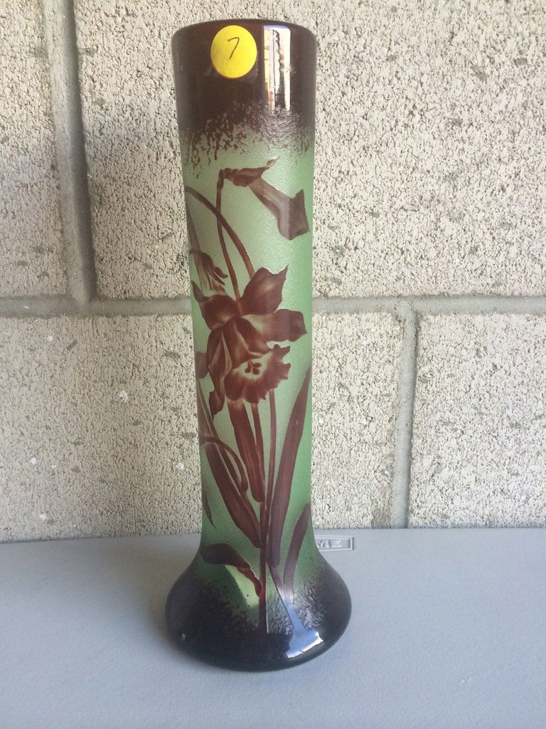 Cameo Vase Signed. Art Glass 12" (1 of 4)