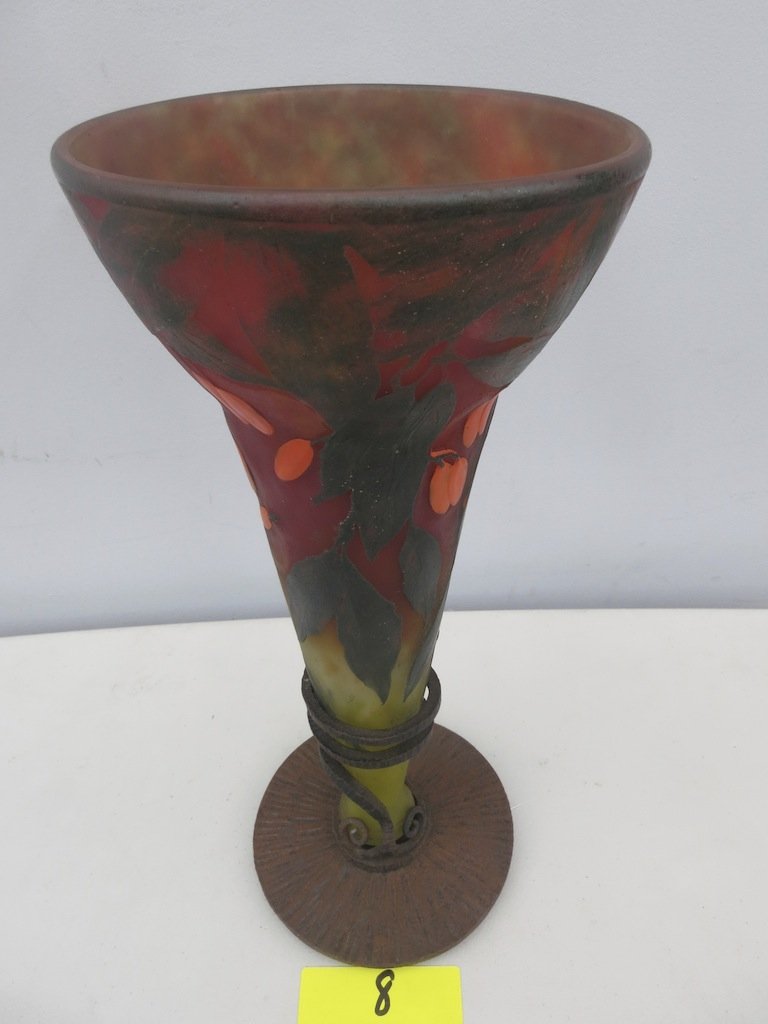 Rare..Daum Nancy Overlay Cameo Art Glass Vase (1 of 3)