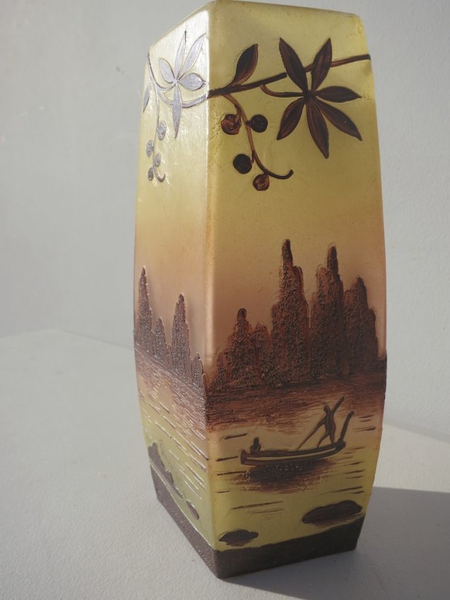 Art Glass Geometric Vase signed. 8" (1 of 3)