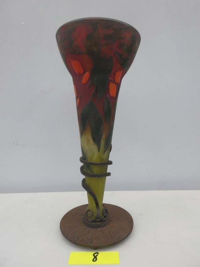 Rare..Daum Nancy Overlay Cameo Art Glass Vase (1 of 3)