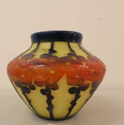 Signed Le Verre Francais Vase 7\" Cameo glass Vase (1 of 3)