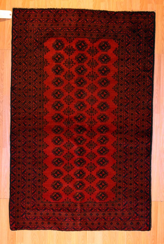 3'10" x 5'11" Baluch: Baluchi rugs are mainly woven by Baluchi tribal weavers in the southwest of Pakistan, northeast of Iran and northwest of Afghanistan.