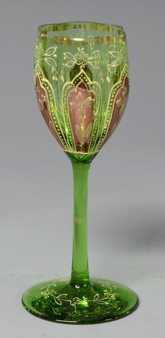 36 Four Enameled Glass Cordials