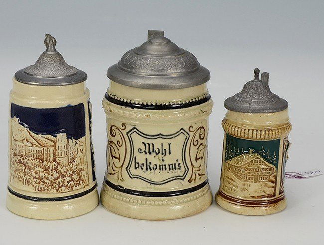 Group of 3 Pottery Miniature Steins (1 of 1)