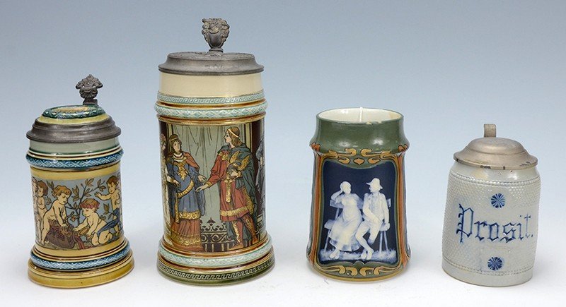 Group of Etched and Relief Steins (1 of 2)
