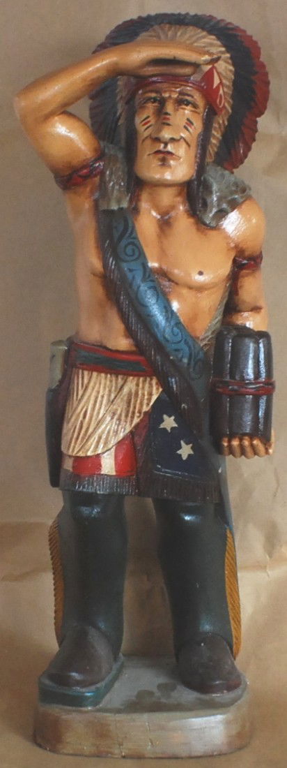 Cigar Store Indian Wooden carved sculpture: Cigar Store Indian Wooden carved sculpture, 25” tall