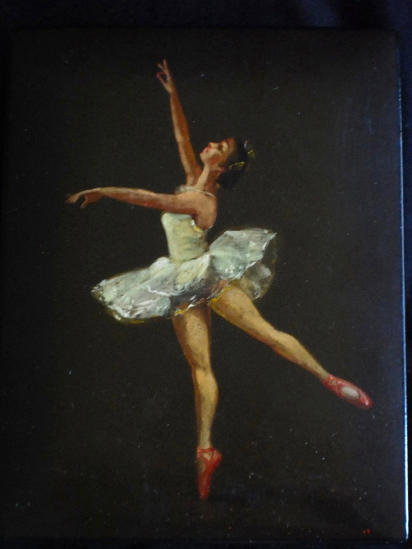 Russian Fedoskino box “Balerina”, artist Andrei Bogd: Russian Fedoskino box “Balerina”, artist Andrei Bogdanov, 4 ¼” x 5 ½” x 1 ¼”