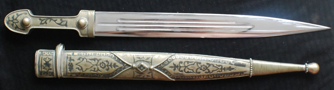 Russian Caucasus Dagger, Kinjal, with sheath: Russian Caucasus Dagger, Kinjal. 19 1/2” long with sheath.
