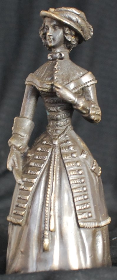 Russian Bronze bell, “The Lady with the Dog”: Russian Bronze bell, “The Lady with the Dog”, after Anton Chekhov. 4 1/4” tall, no marks Good condition