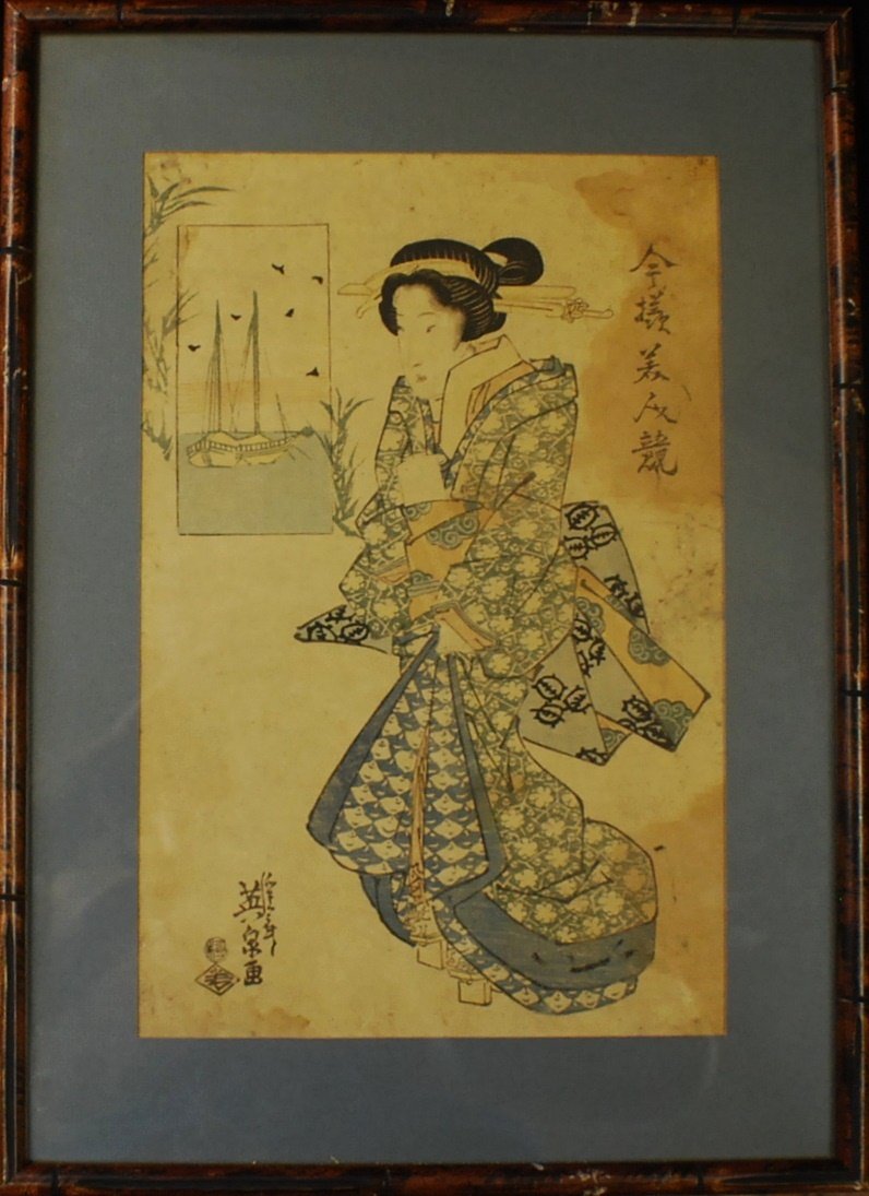 Antique Japanese woodblock with provenance: Antique Japanese woodblock, bought from Arthur Wesley Dow (1857-1922) collection after his death in 1922. Letter of provenance on the back