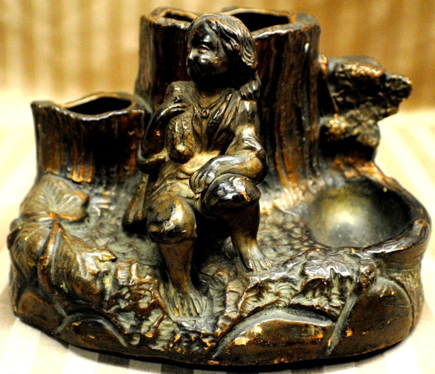 Redware L & C porcelain inkwell: Redware L & C porcelain inkwell 6 ¼’ x 5 ½”, 4’ tall