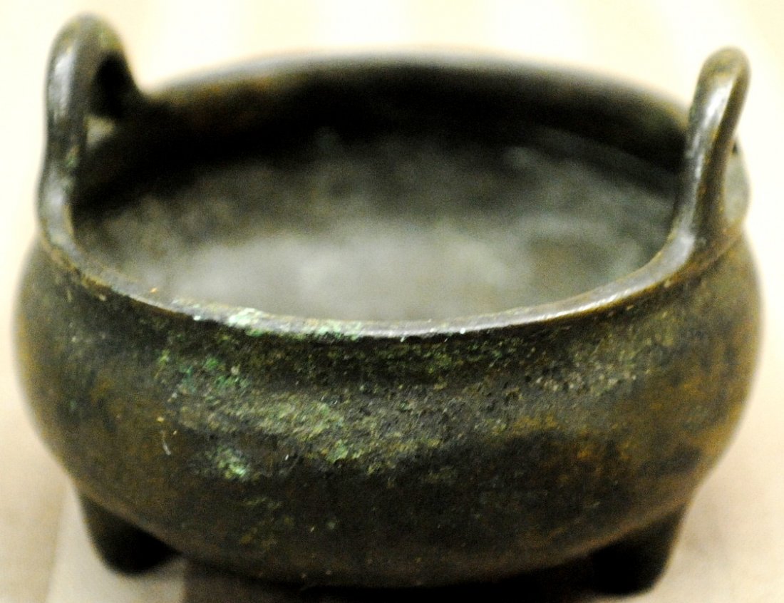 Japanese bronze open salt cellar: Japanese bronze open salt cellar. Diameter 2 ¼”, 1 5/8” tall, marked.