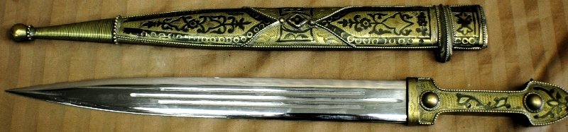 Russian Caucasus Dagger, Kinjal, with sheath: Russian Caucasus Dagger, Kinjal. 19 1/2” long with sheath.