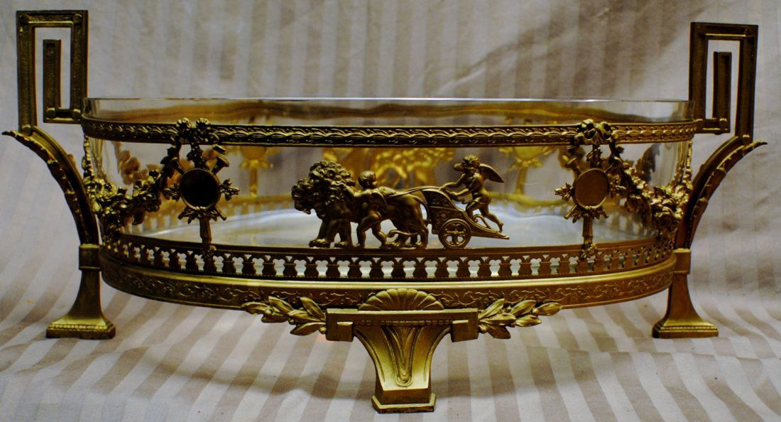 Bronze and glass centerpiece bowl: Bronze and glass centerpiece bowl 7 ¼’ x 14”