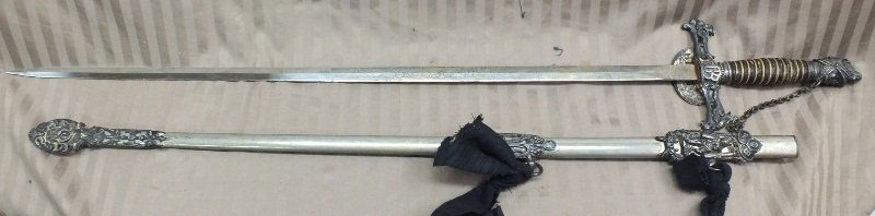 Knights of Pythias Fraternal Sword and Scabbard: Knights of Pythias Fraternal Sword and Scabbard, 38 ½” overall length. The Pythians were the first Fraternal Organization chartered by the United States Congress and at the urging of President Linc