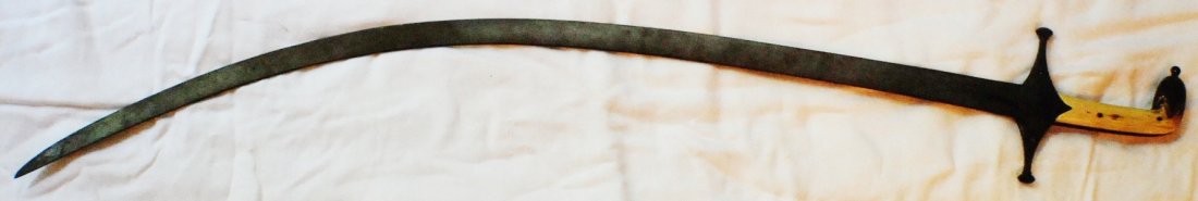 Antique curved sword with bone handle: Antique curved sword with bone handle, 34 ½” total length