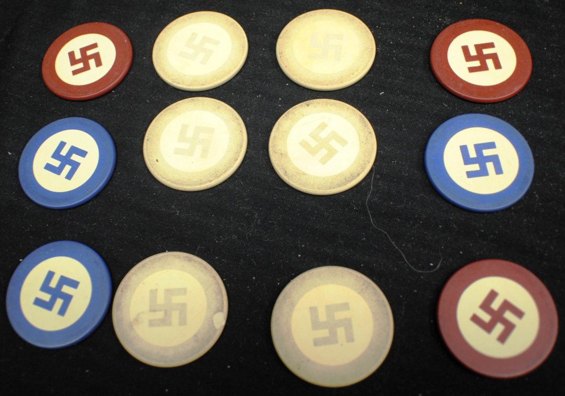 12 German Nazi WWII Poker chips