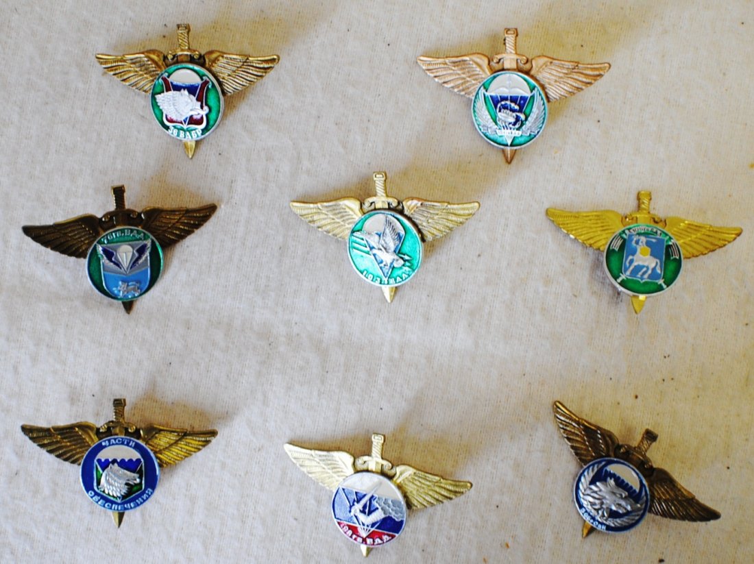 Russian set of 8 paratrooper regimental wings: Russian set of 8 paratrooper regimental wings
