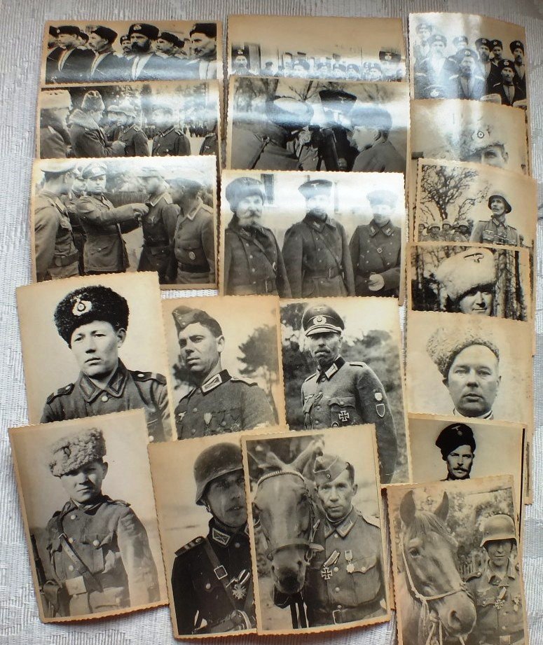 Lot of 19 photos of Russian Cossacks fighting on the Na: Lot of 19 photos of Russian Cossacks fighting on the Nazi side. Every photo has a stamp of “Special Fund of Ukraine (USSR) Ministry of Internal Affairs”, catalog number and stamp “Dismissed”. 