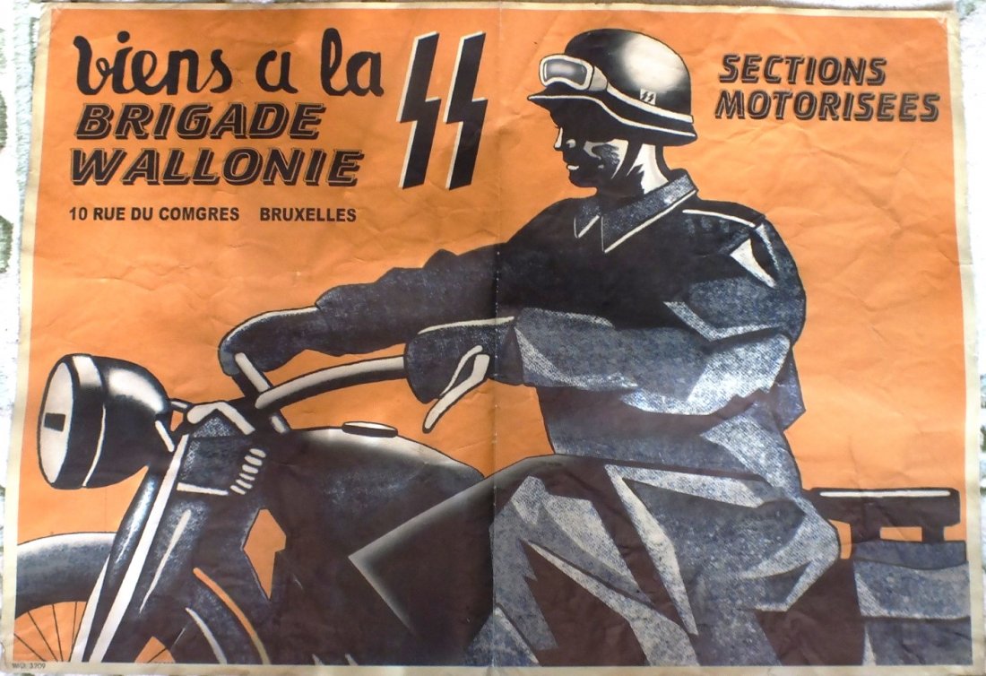 WWII German Nazi poster for Belgium: WWII German Nazi poster for Belgium, 23 1/2" x 32"