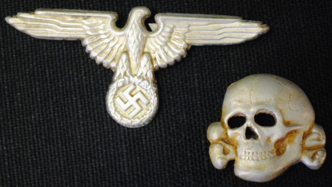 Group of two badges for SS visor hat: Group of two badges for SS visor hat