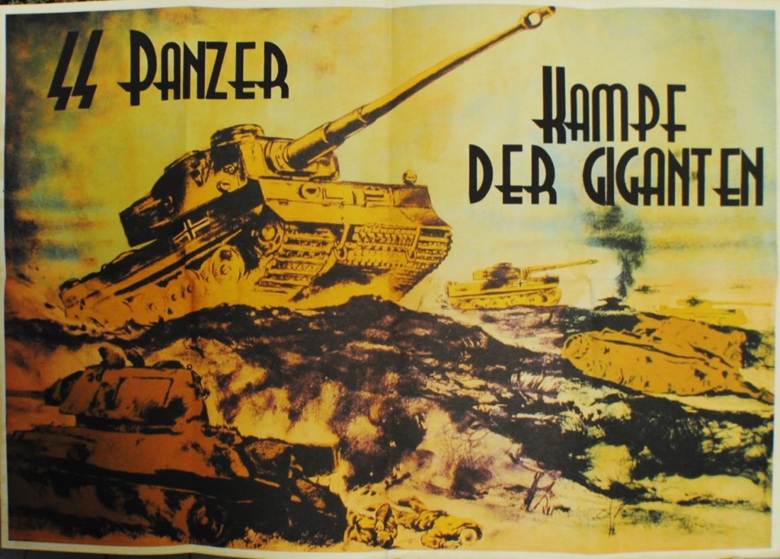 WWII German Nazi “SS Panzer” poster: WWII German Nazi “SS Panzer!” poster, 23" x 33"