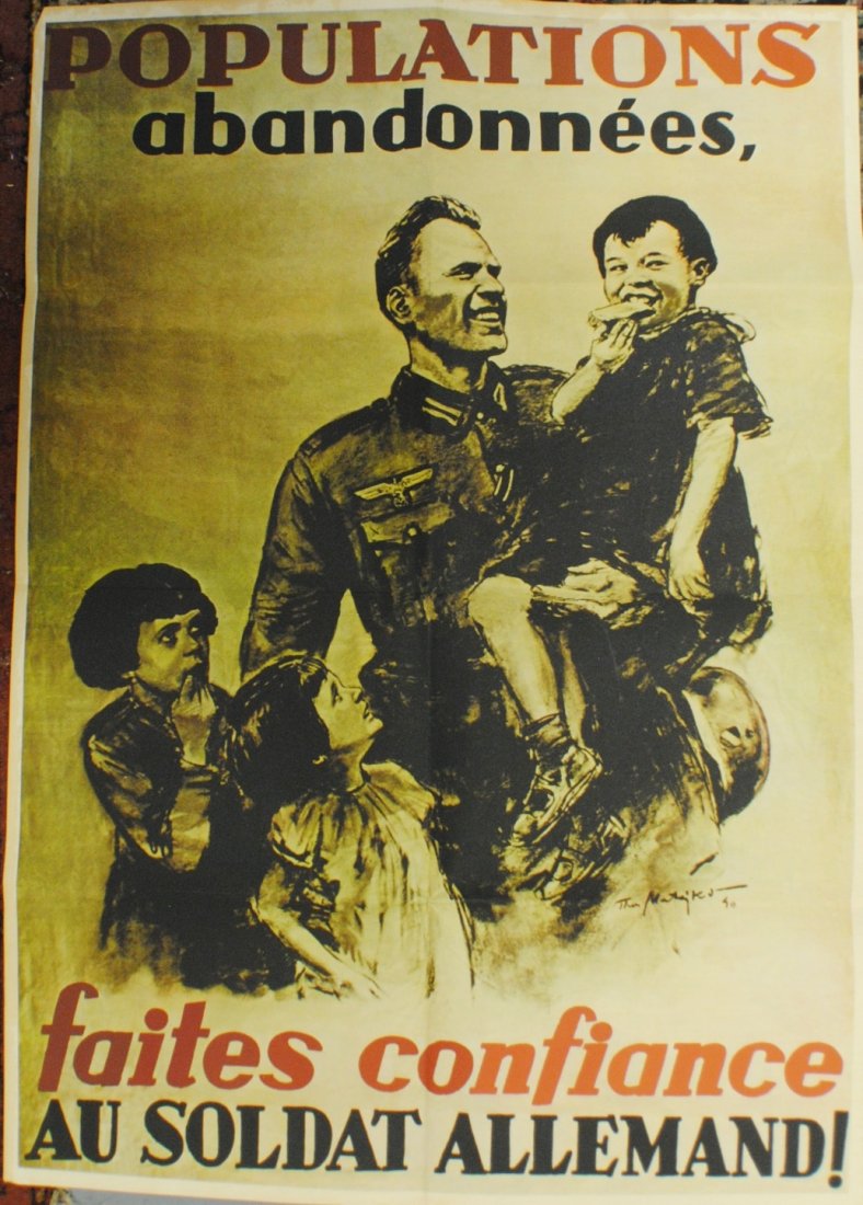 WWII German Nazi poster for occupied France: WWII German Nazi poster for occupied France, 33" x 23"